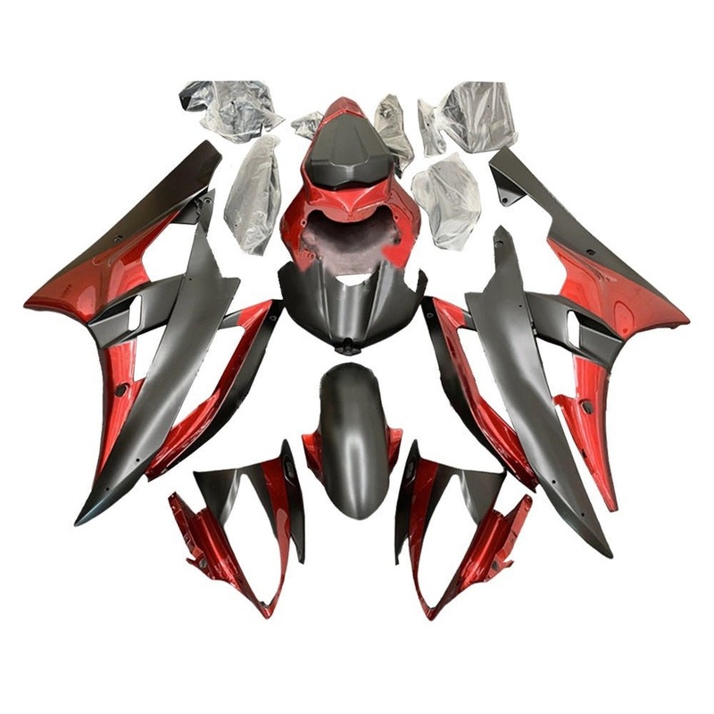 Yamaha YZF-R6 (2006-2007) Matte Black, Gloss Dark Red Fairings No Seat Cowl No Bolt Kit No Tank