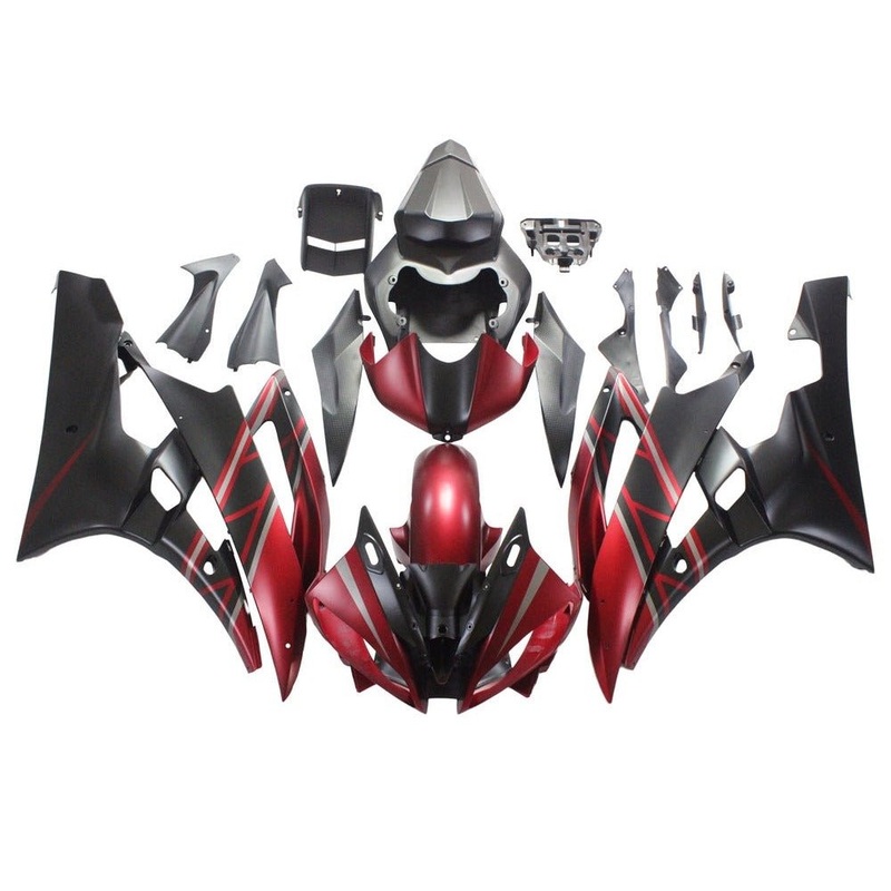 Yamaha YZF-R6 (2006-2007) Matte Dark Red, Black, Gray Fairings No Seat Cowl No Bolt Kit No Tank