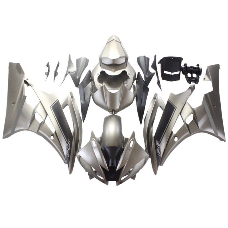 Yamaha YZF-R6 (2006-2007) Matte Gray, Matte Black Fairings No Seat Cowl No Bolt Kit No Tank