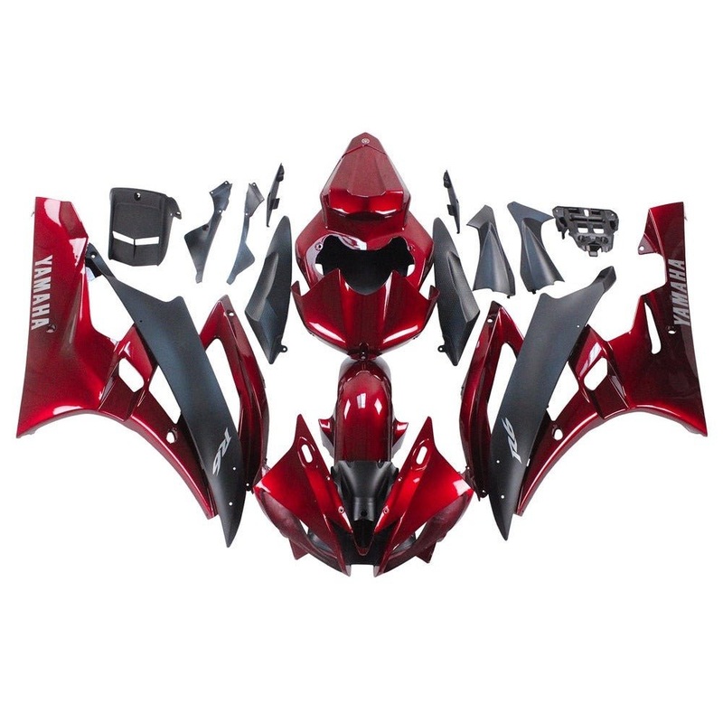 Yamaha YZF-R6 (2006-2007) Red Burgundy, Matte Black Fairings No Seat Cowl No Bolt Kit No Tank