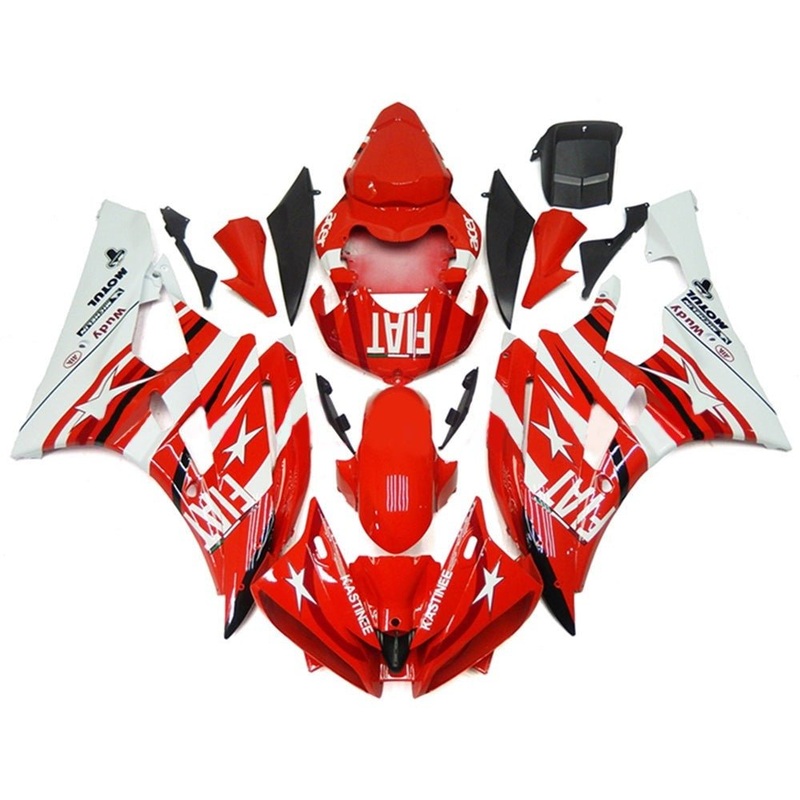 Yamaha YZF-R6 (2006-2007) Red, White, FIAT, Stars Fairings No Seat Cowl No Bolt Kit No Tank