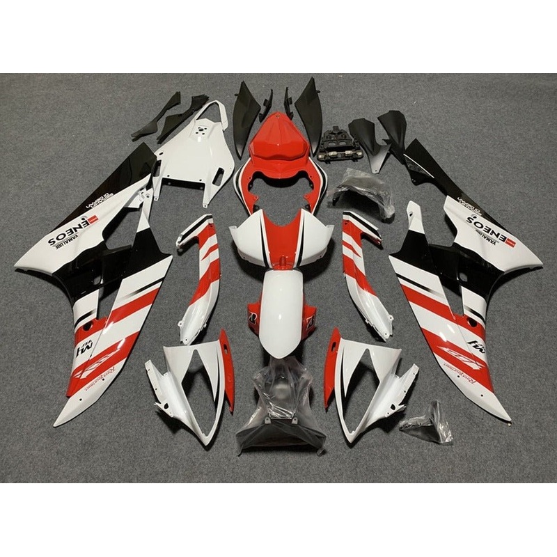 Yamaha YZF-R6 (2006-2007) White, Black, Red, Stripe Fairings No Seat Cowl No Bolt Kit No Tank
