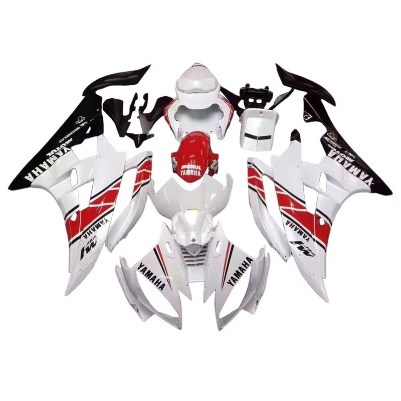 Yamaha YZF-R6 (2006-2007) White, Black, Red Stripe M1 Fairings No Seat Cowl No Bolt Kit No Tank