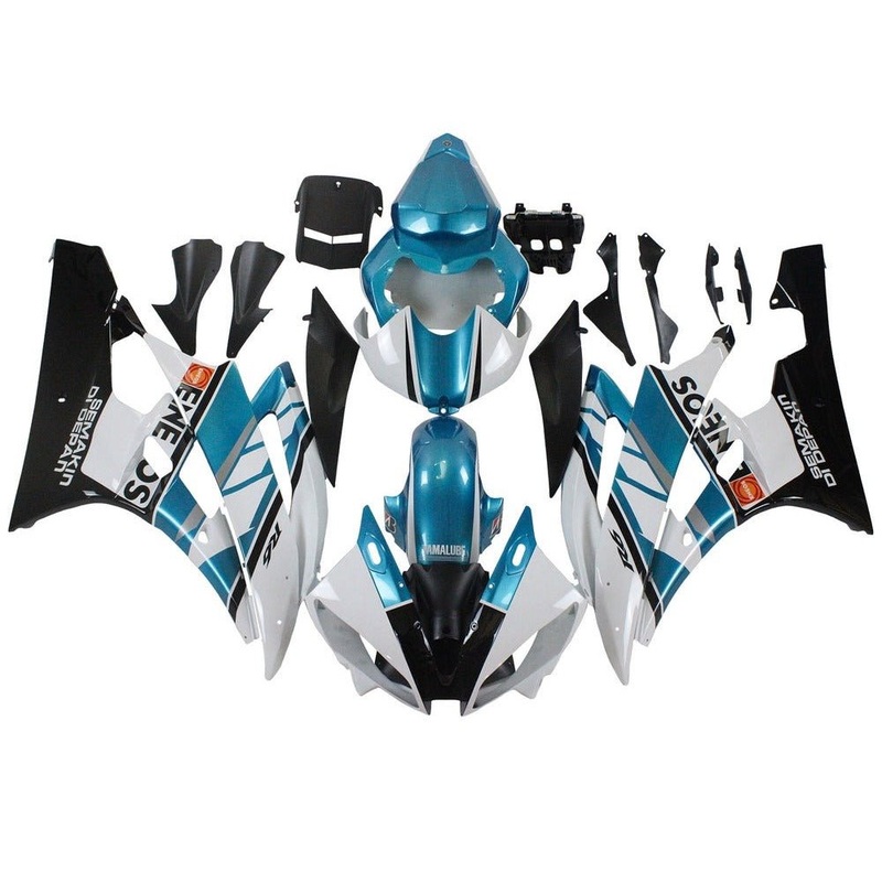 Yamaha YZF-R6 (2006-2007) White, Blue Teal, Eneos Fairings No Seat Cowl No Bolt Kit No Tank