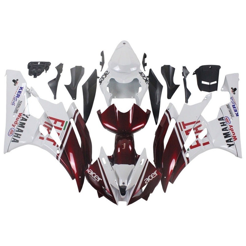 Yamaha YZF-R6 (2006-2007) White, Dark Red, FIAT Fairings No Seat Cowl No Bolt Kit No Tank