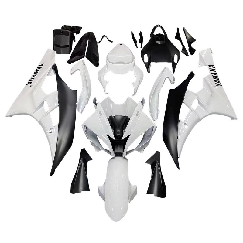Yamaha YZF-R6 (2006-2007) White Gloss, Matte Black Fairings No Seat Cowl No Bolt Kit No Tank