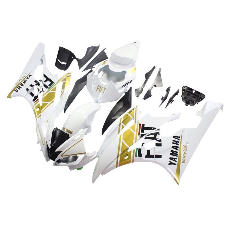 Yamaha YZF-R6 (2006-2007) White, Gold Stripe, FIAT Fairings No Seat Cowl No Bolt Kit No Tank