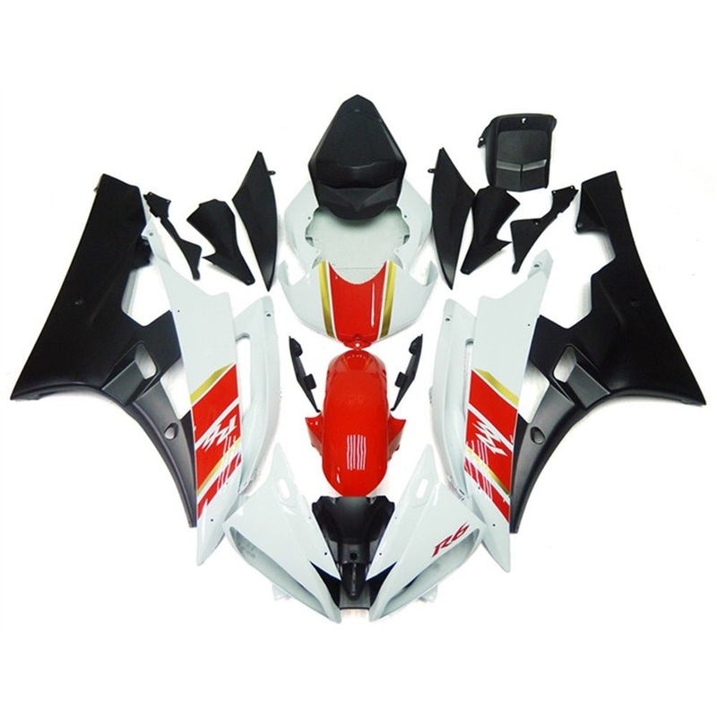 Yamaha YZF-R6 (2006-2007) White, Red, Gold, Matte Black Fairings No Seat Cowl No Bolt Kit No Tank