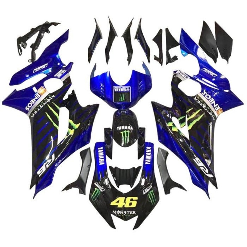 YAMAHA YZF-R6 (2017-2022) Black, Blue, Monster Fairings No Seat Cowl No Bolt Kit No Tank