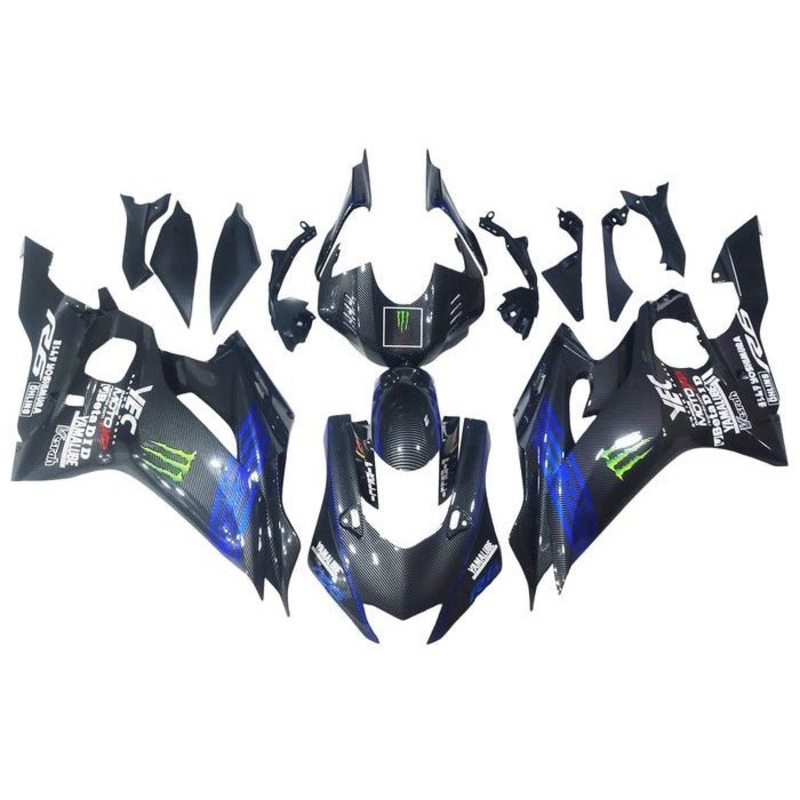 YAMAHA YZF-R6 (2017-2022) Faux Carbon Fiber, Blue, Monster Fairings No Seat Cowl No Bolt Kit No Tank