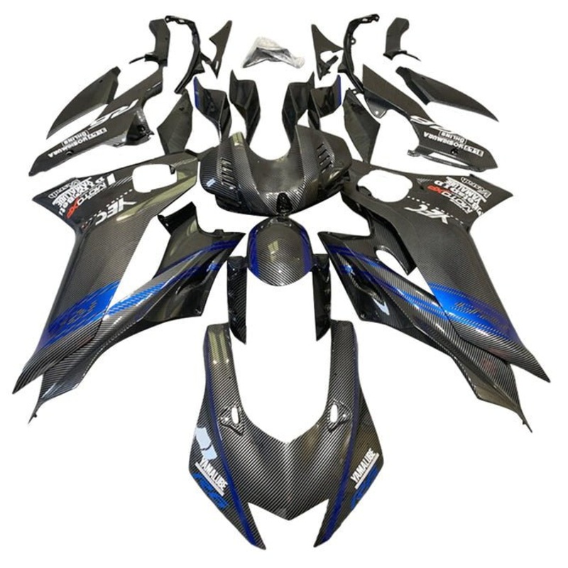 YAMAHA YZF-R6 (2017-2022) Faux Carbon Fiber, Blue, White Fairings No Seat Cowl No Bolt Kit No Tank