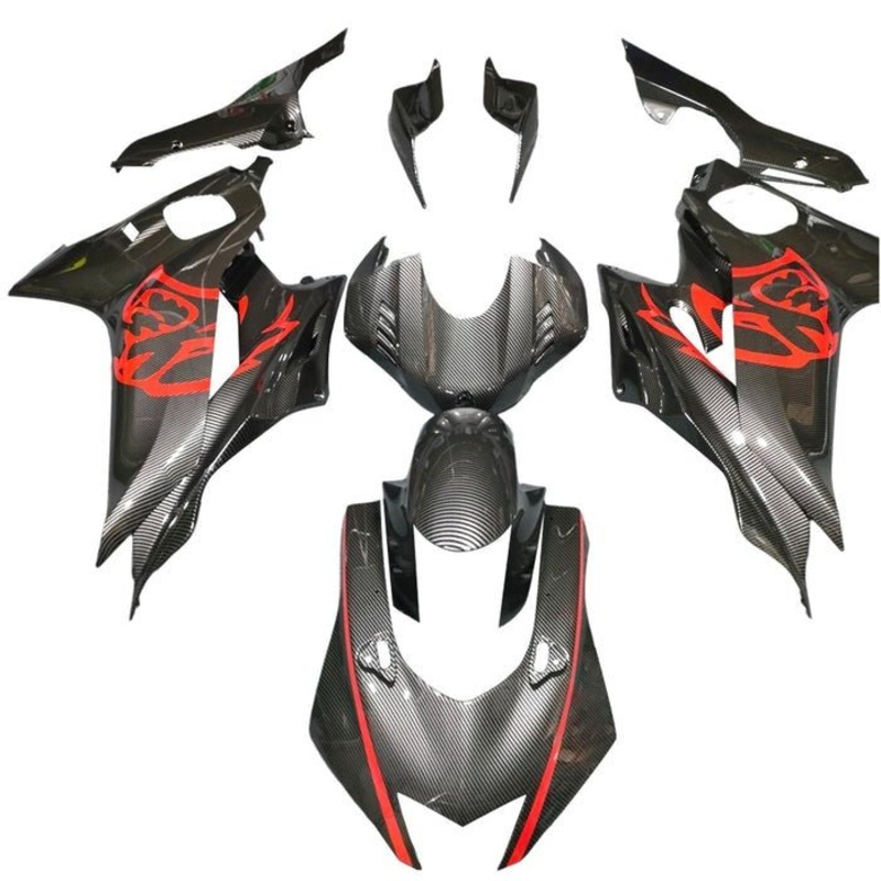 YAMAHA YZF-R6 (2017-2022) Faux Carbon Fiber, Red Fairings No Seat Cowl No Bolt Kit No Tank