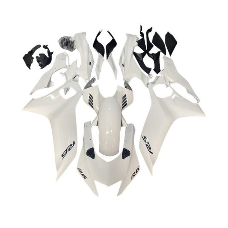 YAMAHA YZF-R6 (2017-2022) White, Black Accents Fairings No Seat Cowl No Bolt Kit No Tank