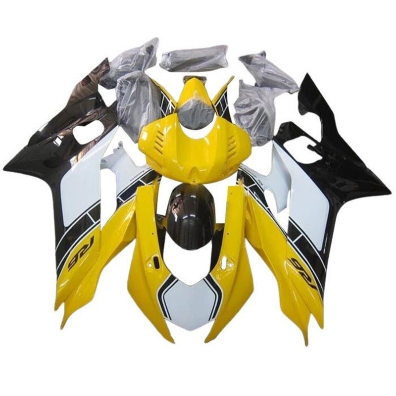 YAMAHA YZF-R6 (2017-2022) Yellow, Black, White Stripe Fairings No Seat Cowl No Bolt Kit No Tank