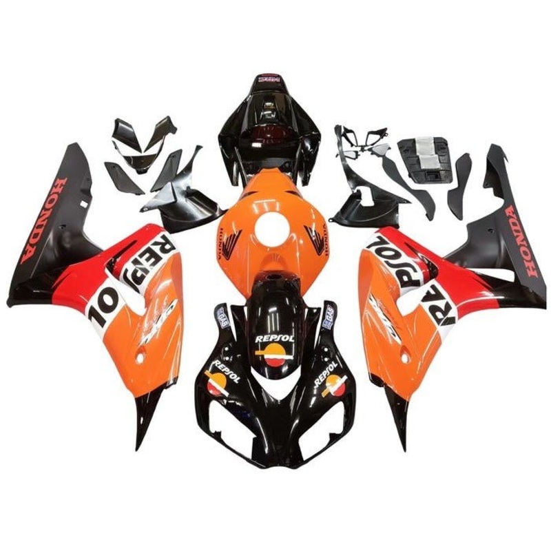 Honda CBR1000RR (2006-2007) Black, Orange, Red Repsol Fairings No Seat Cowl No Bolt Kit No Tank