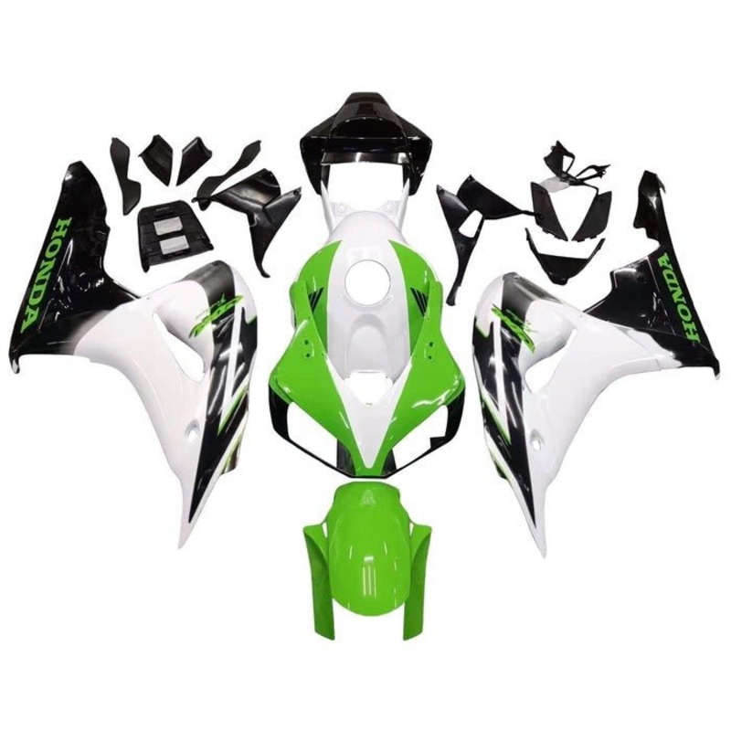 Honda CBR1000RR (2006-2007) Gloss Green, White, Black Fairings No Seat Cowl No Bolt Kit No Tank