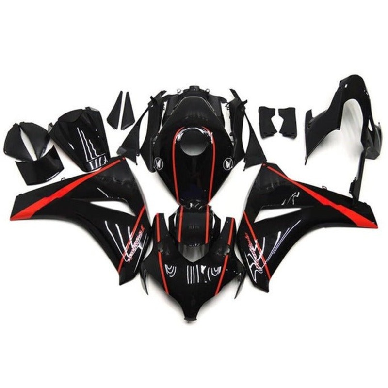 Honda CBR1000RR (2008-2011) Black, Red Stripe Fairings No Seat Cowl No Bolt Kit No Tank