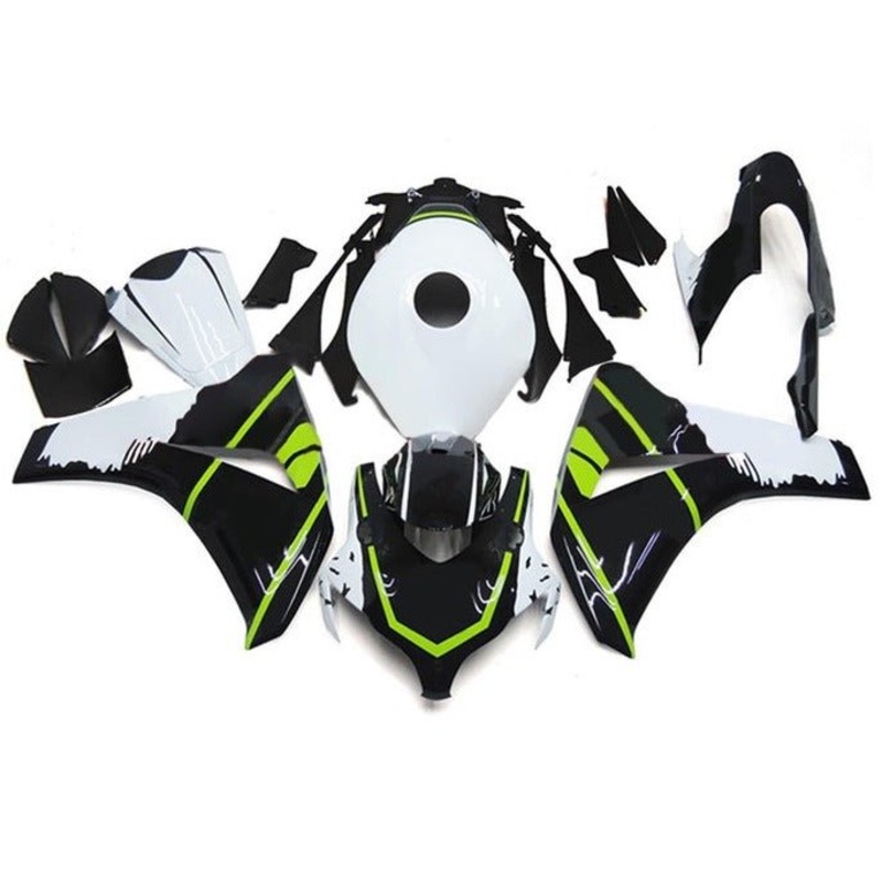 Honda CBR1000RR (2008-2011) Black, White, Green Fairings No Seat Cowl No Bolt Kit No Tank