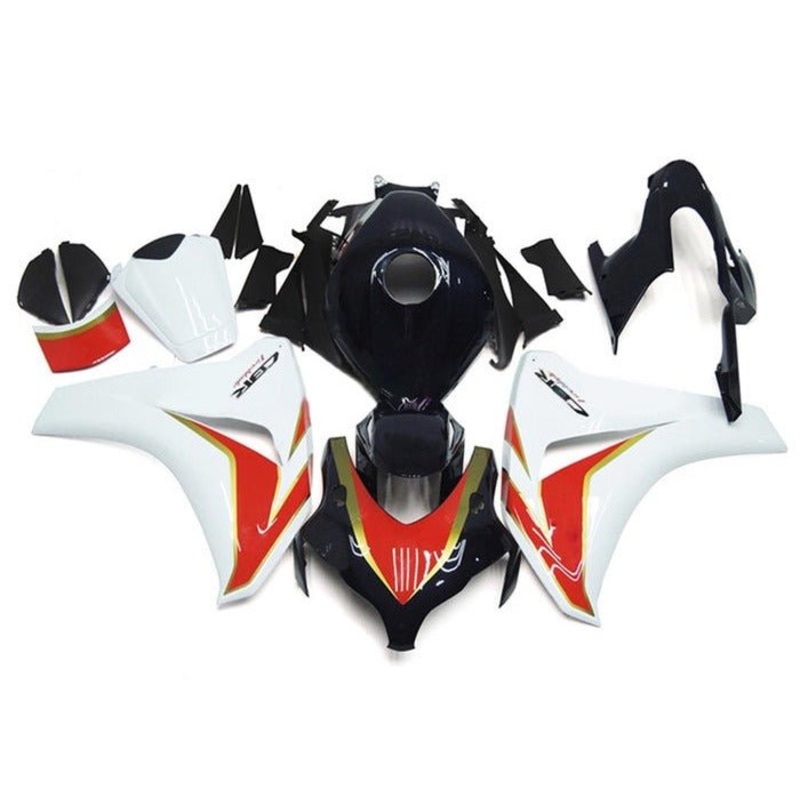 Honda CBR1000RR (2008-2011) Black, White, Red, Gold Fairings No Seat Cowl No Bolt Kit No Tank