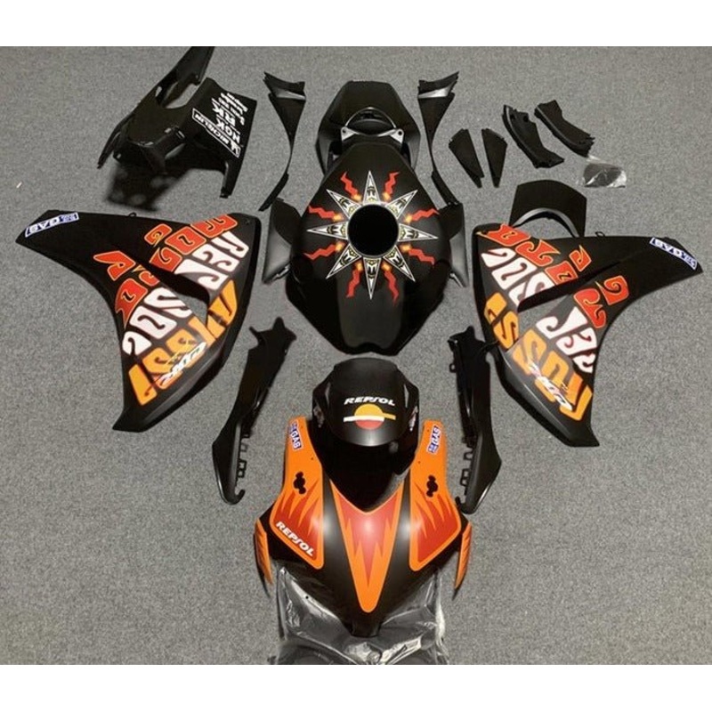 Honda CBR1000RR (2008-2011) Matte Black, Orange, White Rossi Fairings No Seat Cowl No Bolt Kit No Tank