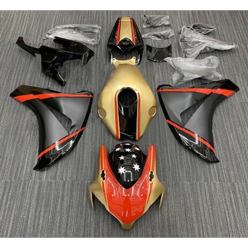 Honda CBR1000RR (2008-2011) Matte Gold, Gloss Red, Black Fairings No Seat Cowl No Bolt Kit No Tank