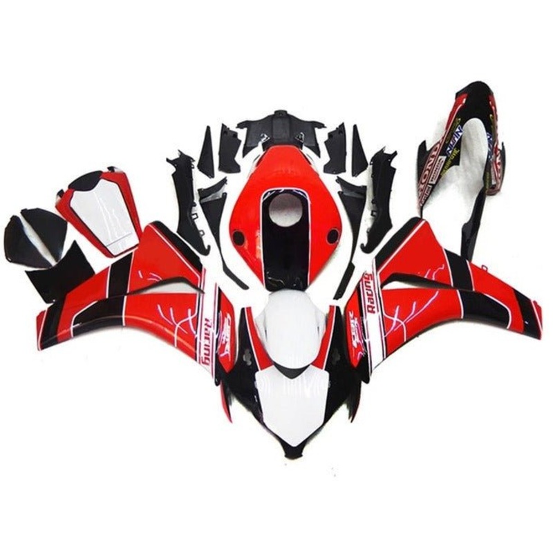 Honda CBR1000RR (2008-2011) Red, Black, White Stripe Fairings No Seat Cowl No Bolt Kit No Tank