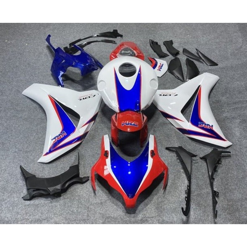 Honda CBR1000RR (2008-2011) White, Blue, Red Stripe HRC Fairings No Seat Cowl No Bolt Kit No Tank