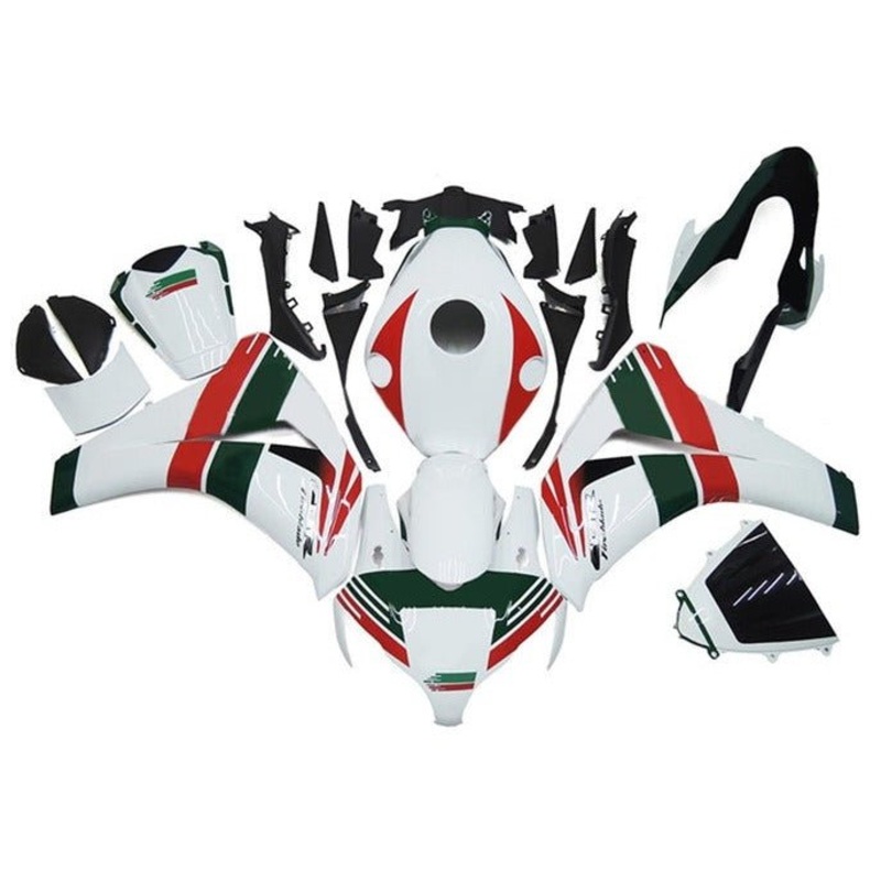 Honda CBR1000RR (2008-2011) White, Red, Dark Green Fairings No Seat Cowl No Bolt Kit No Tank
