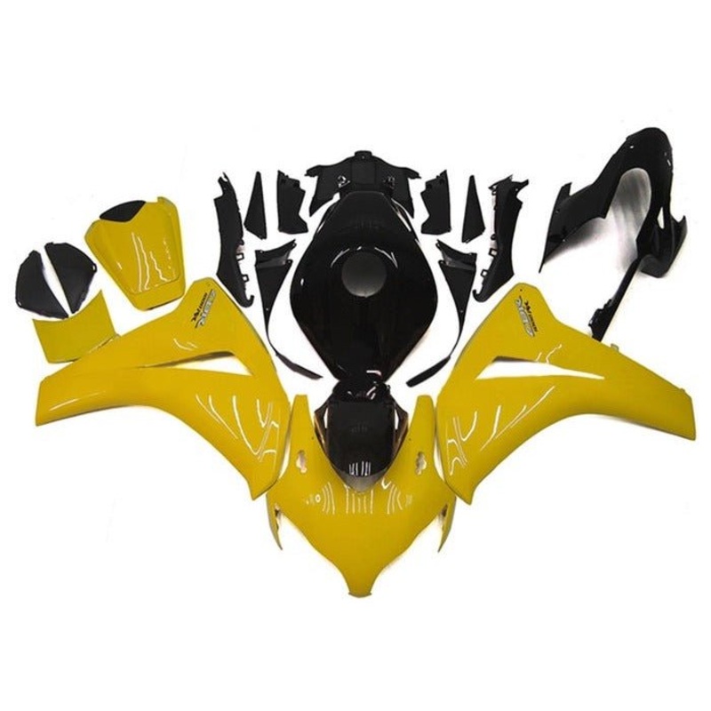 Honda CBR1000RR (2008-2011) Yellow Gloss, Black Fairings No Seat Cowl No Bolt Kit No Tank