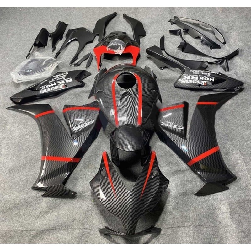 Honda CBR1000RR (2012-2016) Faux Carbon Fiber, Red Stripe Fairings No Seat Cowl No Bolt Kit No Tank