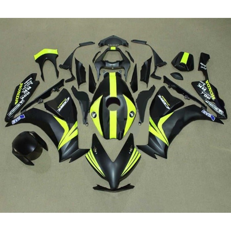 Honda CBR1000RR (2012-2016) Matte Black, Yellow Stripe Fairings No Seat Cowl No Bolt Kit No Tank