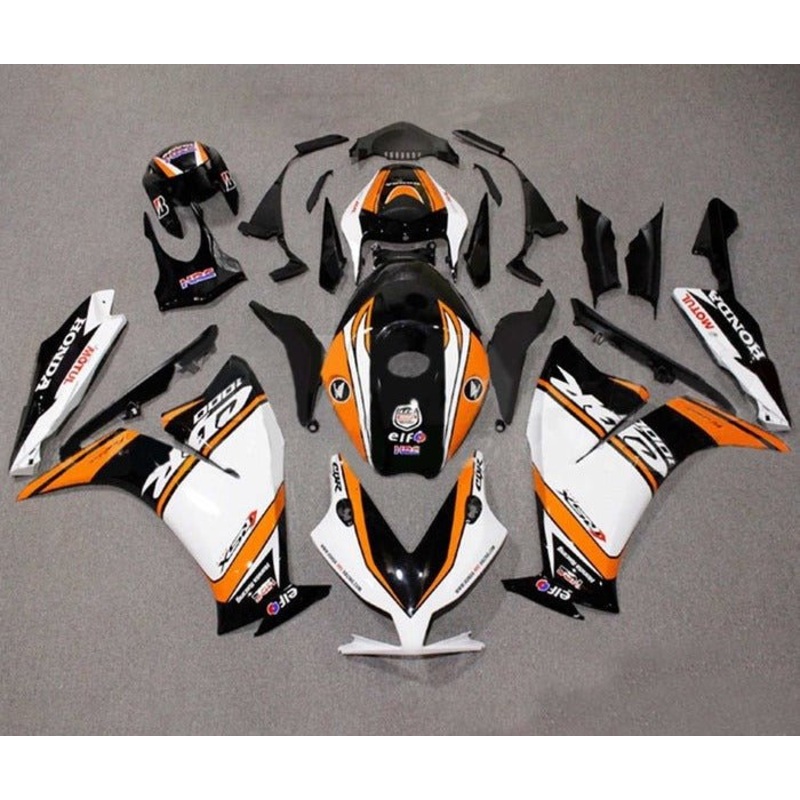 Honda CBR1000RR (2012-2016) White, Orange, Black Fairings No Seat Cowl No Bolt Kit No Tank