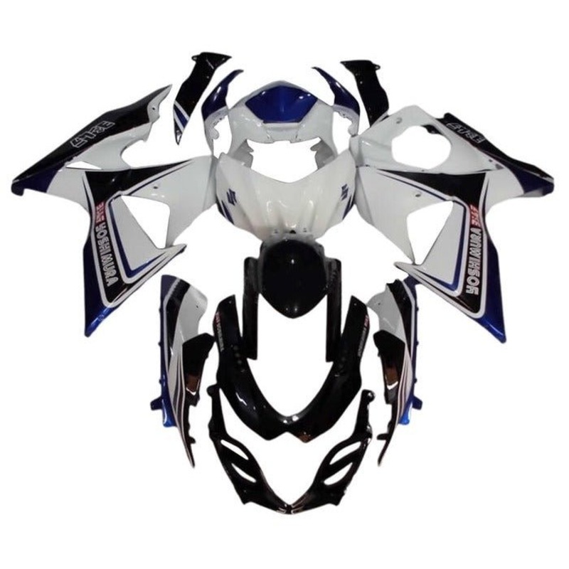 Suzuki GSXR1000 (2009-2016) Black, White, Blue Yoshimura Fairings Clear Windscreen: Free No Seat Cowl No Bolt Kit