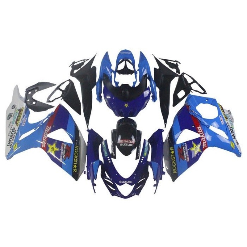Suzuki GSXR1000 (2009-2016) Blue Makita Fairings Clear Windscreen: Free No Seat Cowl No Bolt Kit