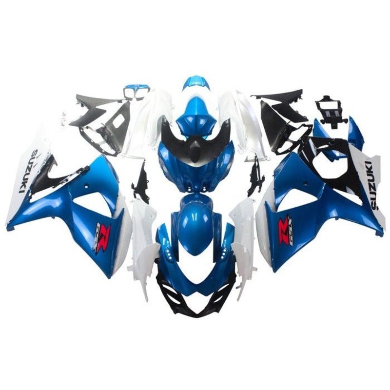 Suzuki GSXR1000 (2009-2016) Gloss Blue, White, Red, Black Fairings Clear Windscreen: Free No Seat Cowl No Bolt Kit