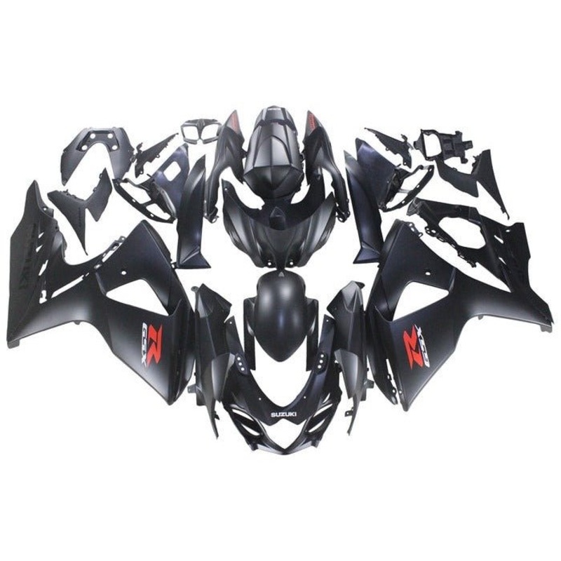 Suzuki GSXR1000 (2009-2016) Matte Black, Red, White Fairings Clear Windscreen: Free No Seat Cowl No Bolt Kit