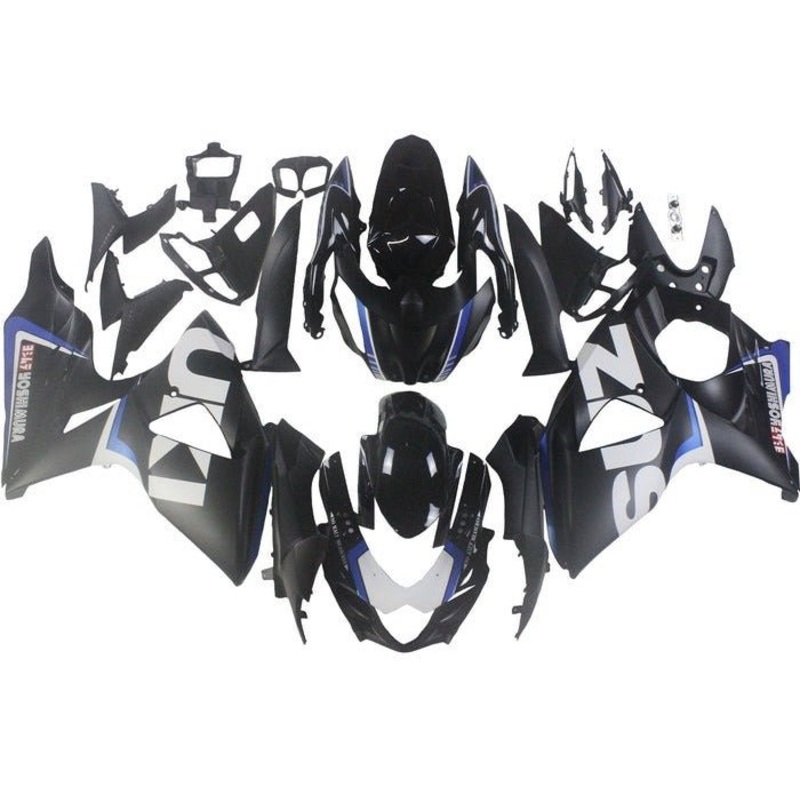 Suzuki GSXR1000 (2009-2016) Matte Black, White, Blue, Gloss Black Fairings Clear Windscreen: Free No Seat Cowl No Bolt Kit
