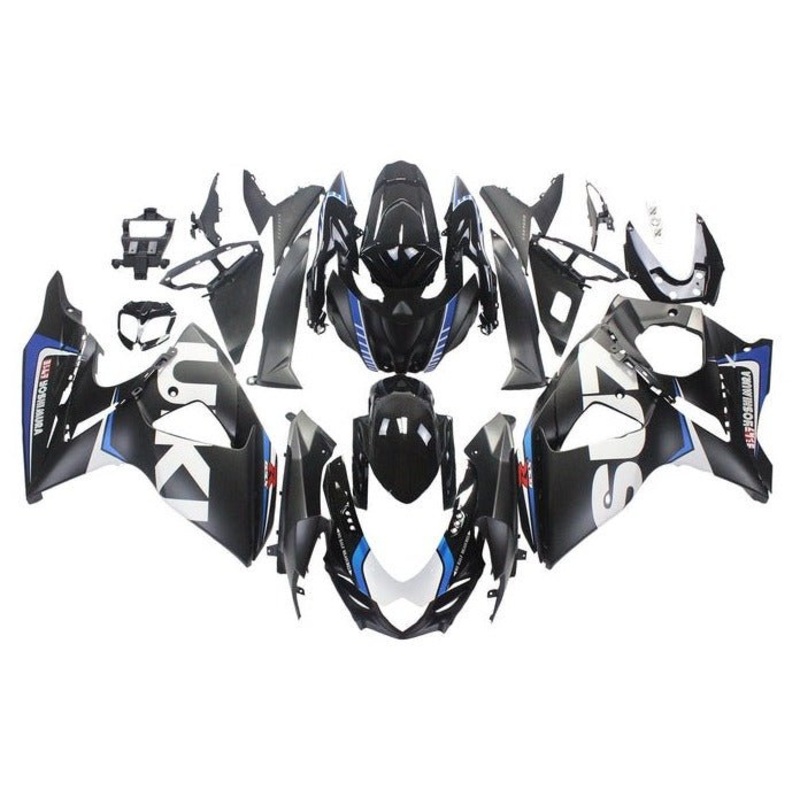 Suzuki GSXR1000 (2009-2016) Matte Black, White, Blue, Red, Black Fairings Clear Windscreen: Free No Seat Cowl No Bolt Kit