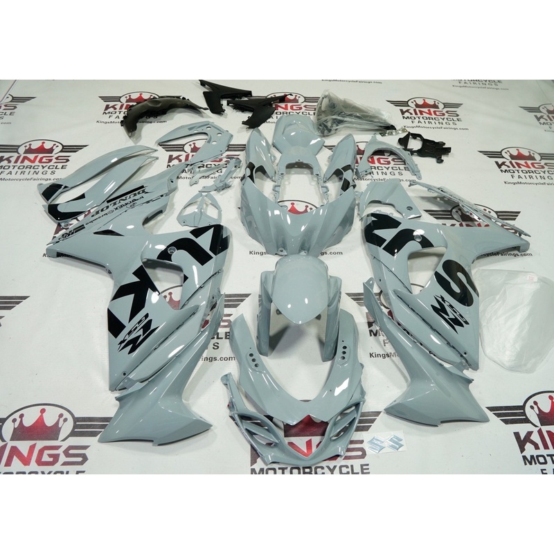 Suzuki GSXR1000 (2009-2016) Nardo Gray, Black Fairings Clear Windscreen: Free No Seat Cowl No Bolt Kit