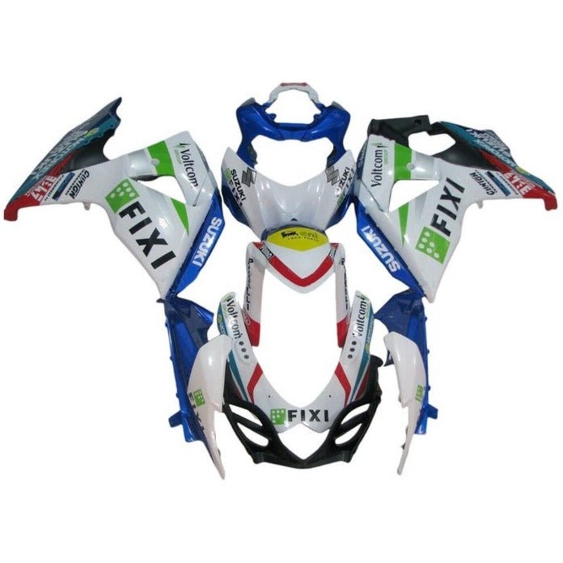Suzuki GSXR1000 (2009-2016) White Fixi Fairings Clear Windscreen: Free No Seat Cowl No Bolt Kit