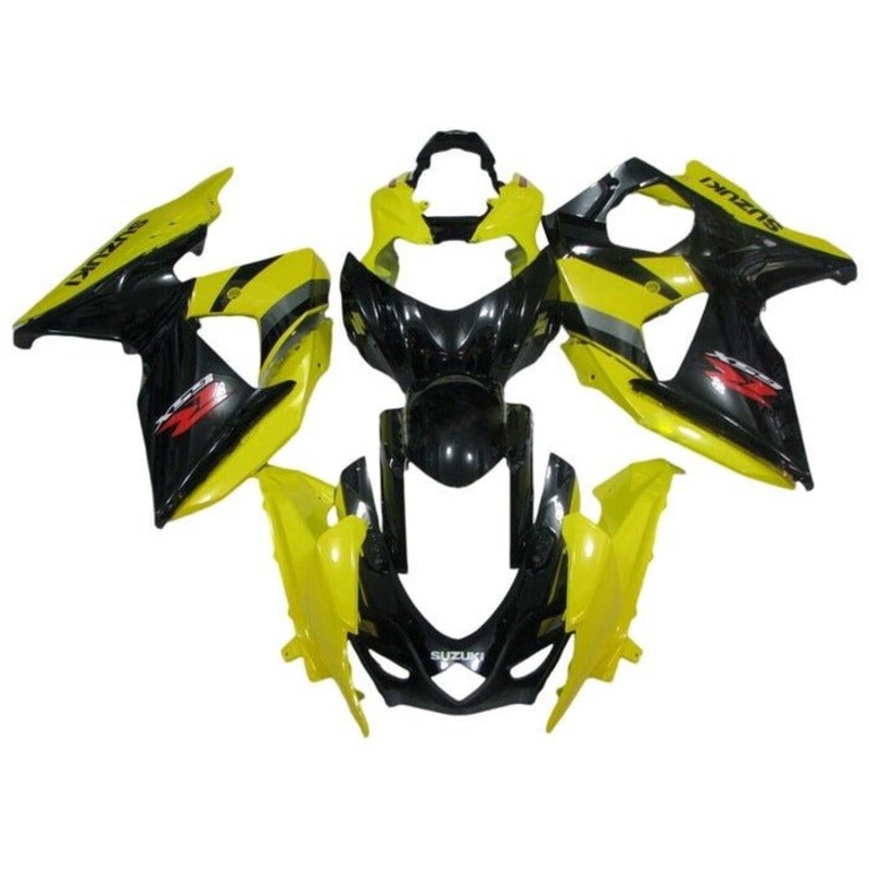 Suzuki GSXR1000 (2009-2016) Yellow, Black, Red, Gray Fairings Clear Windscreen: Free No Seat Cowl No Bolt Kit