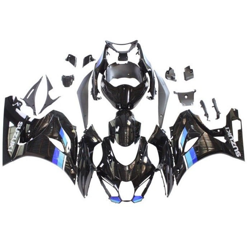 Suzuki GSXR1000 (2017-2025) Black, Blue Stripe Fairings No Tank No Seat Cowl No Bolt Kit