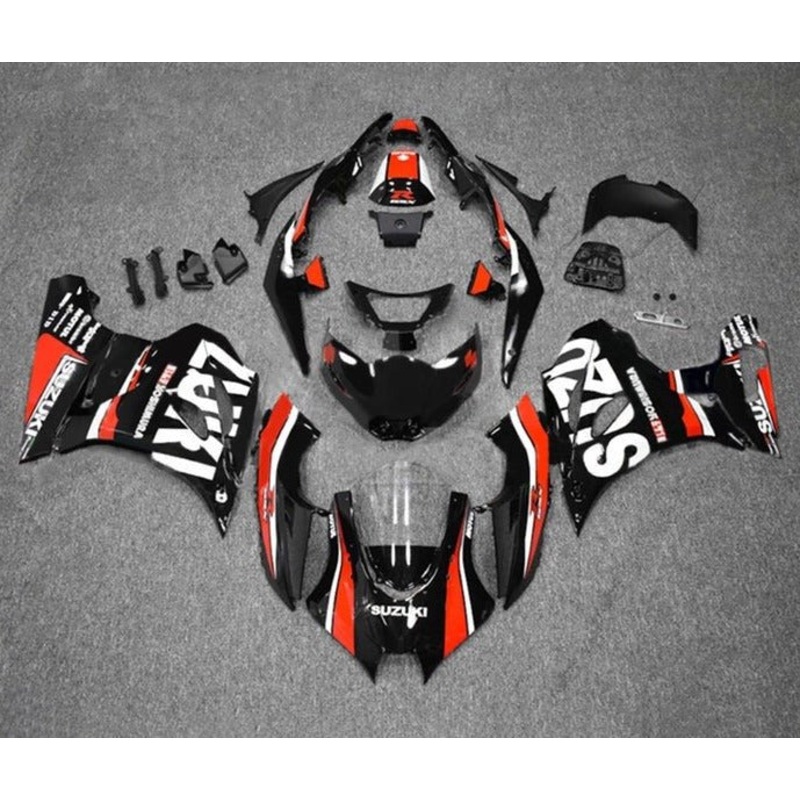 Suzuki GSXR1000 (2017-2025) Black, Red, White Stripe Fairings No Tank No Seat Cowl No Bolt Kit