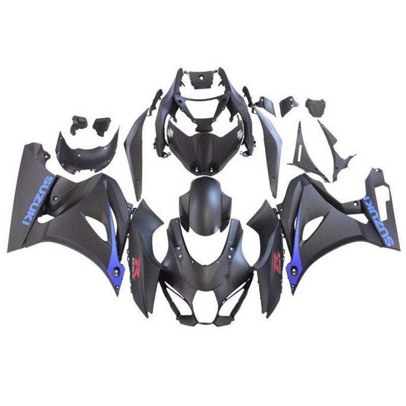 Suzuki GSXR1000 (2017-2025) Matte Black, Blue Fairings No Tank No Seat Cowl No Bolt Kit