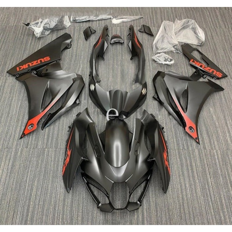 Suzuki GSXR1000 (2017-2025) Matte Black, Red Fairings No Tank No Seat Cowl No Bolt Kit
