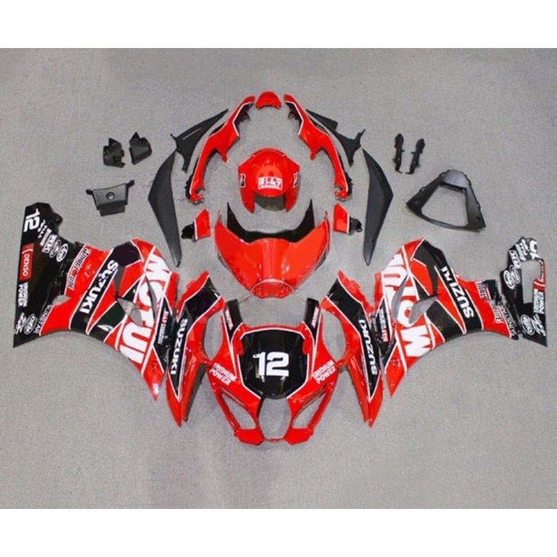 Suzuki GSXR1000 (2017-2025) Red, Black, White Motul #12 Fairings No Tank No Seat Cowl No Bolt Kit