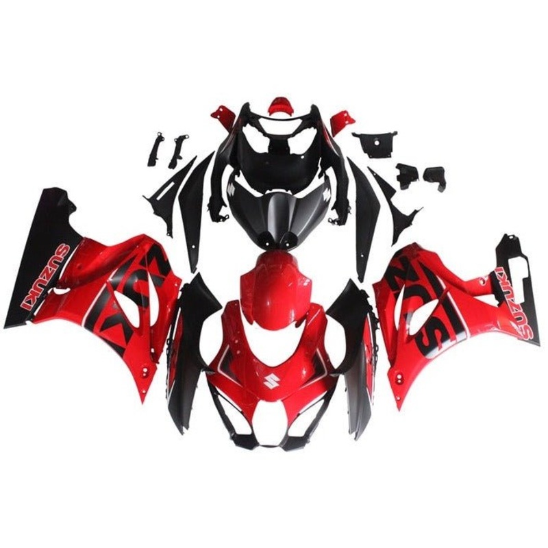 Suzuki GSXR1000 (2017-2025) Red, Black, White Stripe Fairings No Tank No Seat Cowl No Bolt Kit