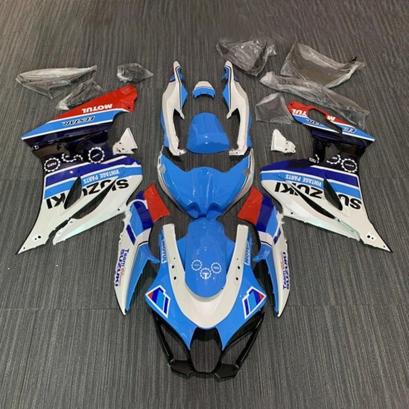 Suzuki GSXR1000 (2017-2025) White, Blue Stripe, Red Motul Fairings No Tank No Seat Cowl No Bolt Kit