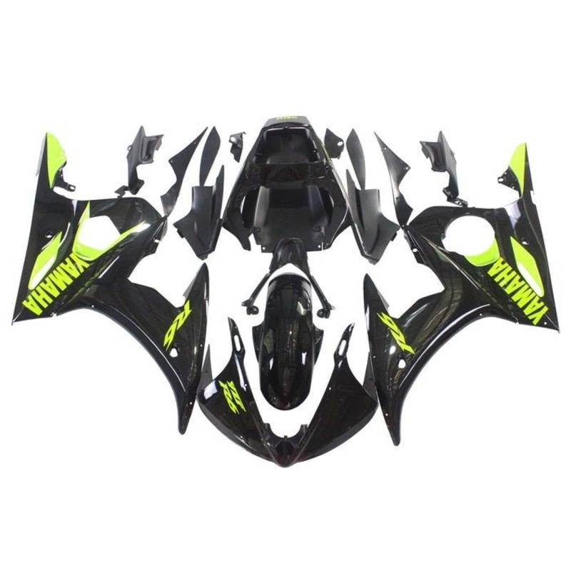 Yamaha YZF-R6 (2005) Black, Yellow Fairings Clear Windscreen: Free No Seat Cowl No Bolt Kit
