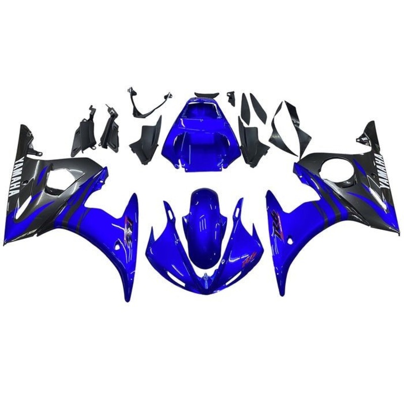 Yamaha YZF-R6 (2005) Blue, Black, White, Red Fairings Clear Windscreen: Free No Seat Cowl No Bolt Kit